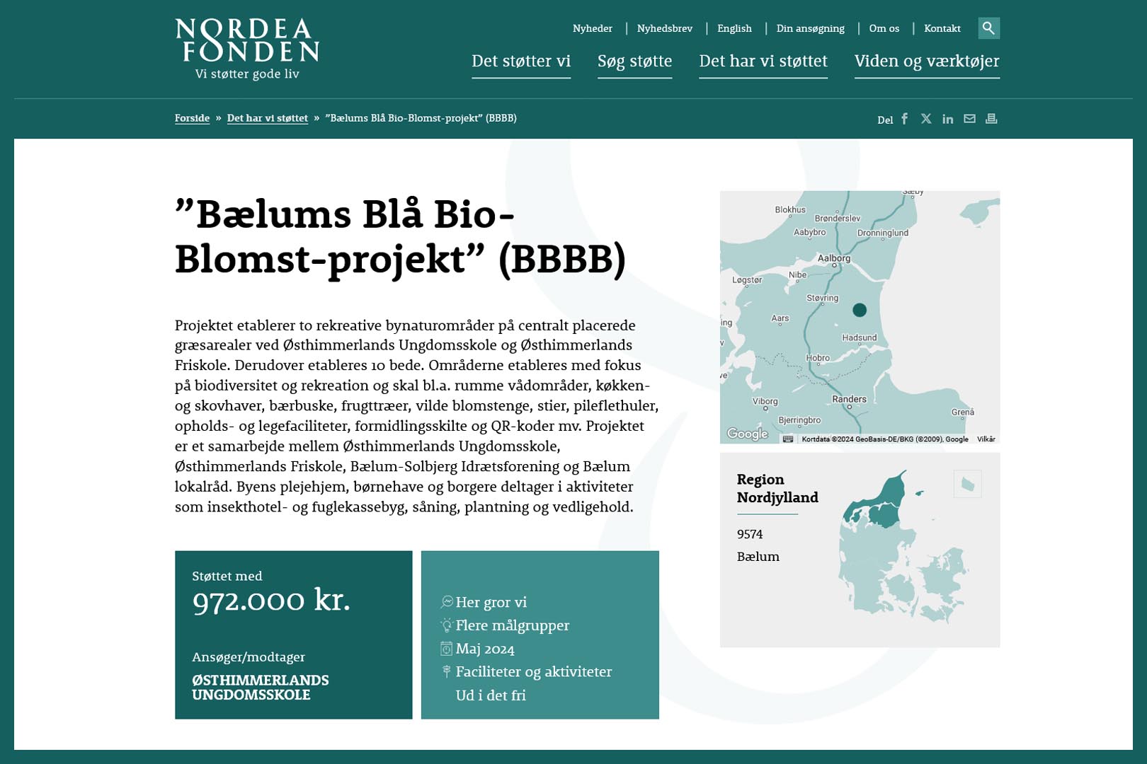 Nordea-fonden støtter natur-projekt i Bælum