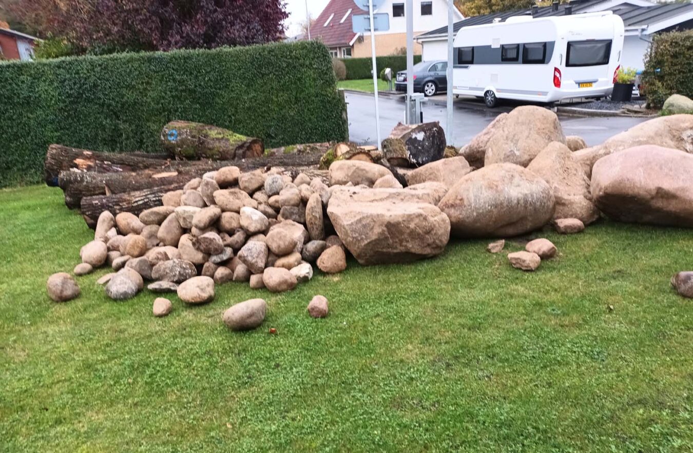 Kæmpesten til Terndrup Skoles grønne, vilde områder, okt. 2022